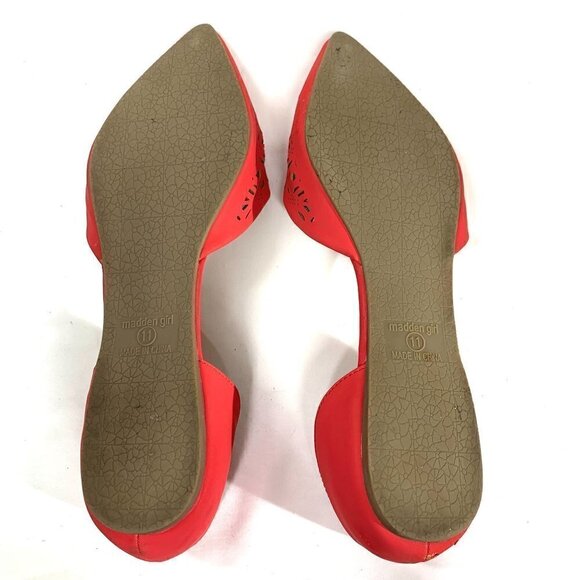 Madden Girl G-ELLY D'Orsay Flats Pointed Toe Red Perforated Vegan Leather Sz 11 - Picture 4 of 10